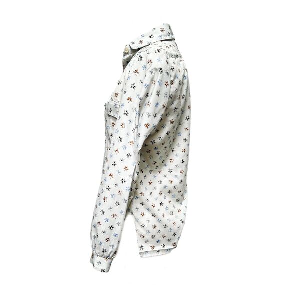 Retro Prince Of Foxes Floral Polyester Long Sleeve Button Up Shirt - Picture 2 of 4